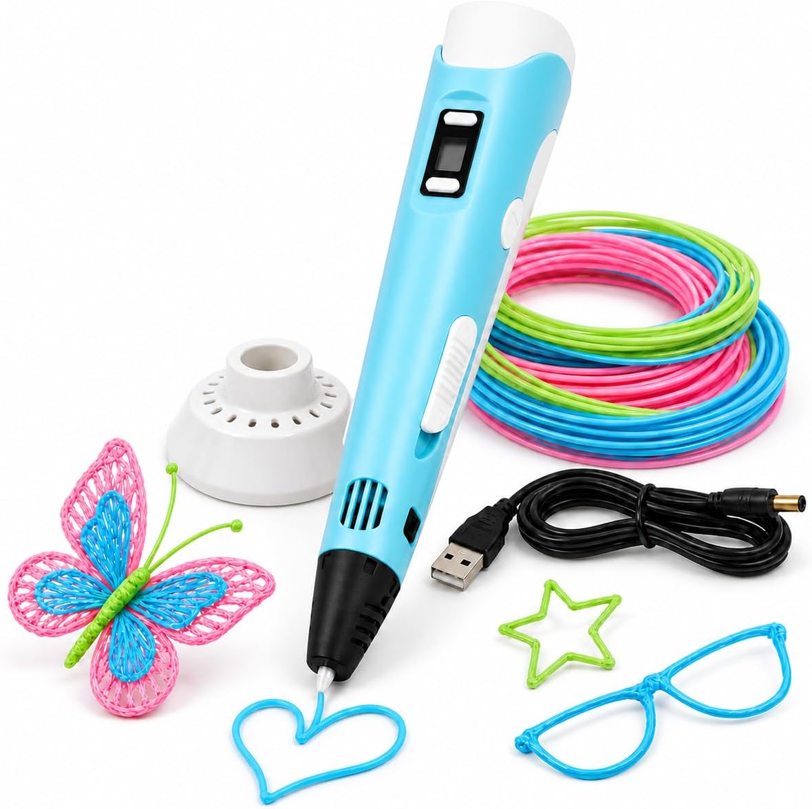 Caneta 3D infantil com display LED