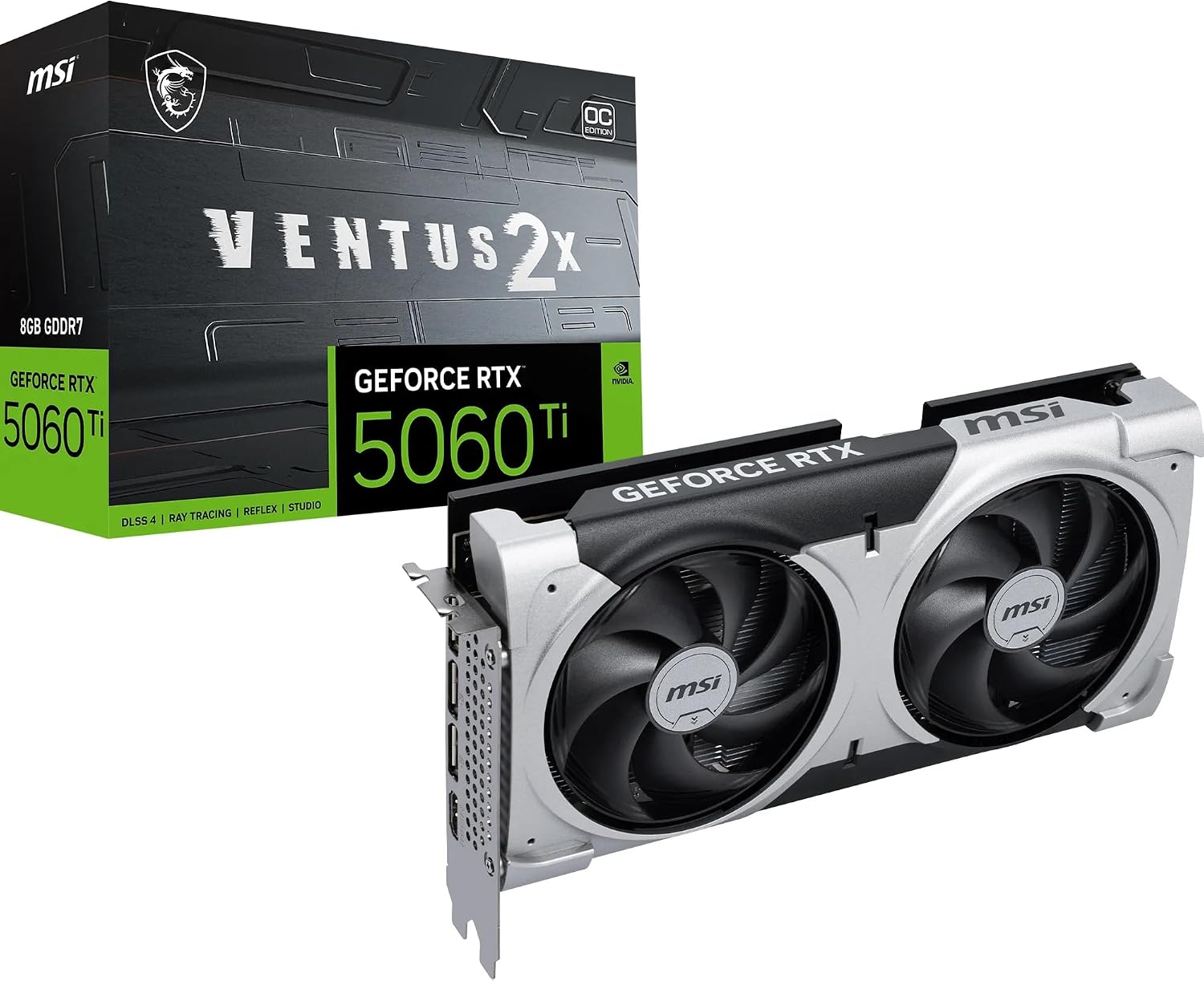 Placa de vídeo MSI GeForce RTX 5060 Ti Ventus 2X de 8 GB
